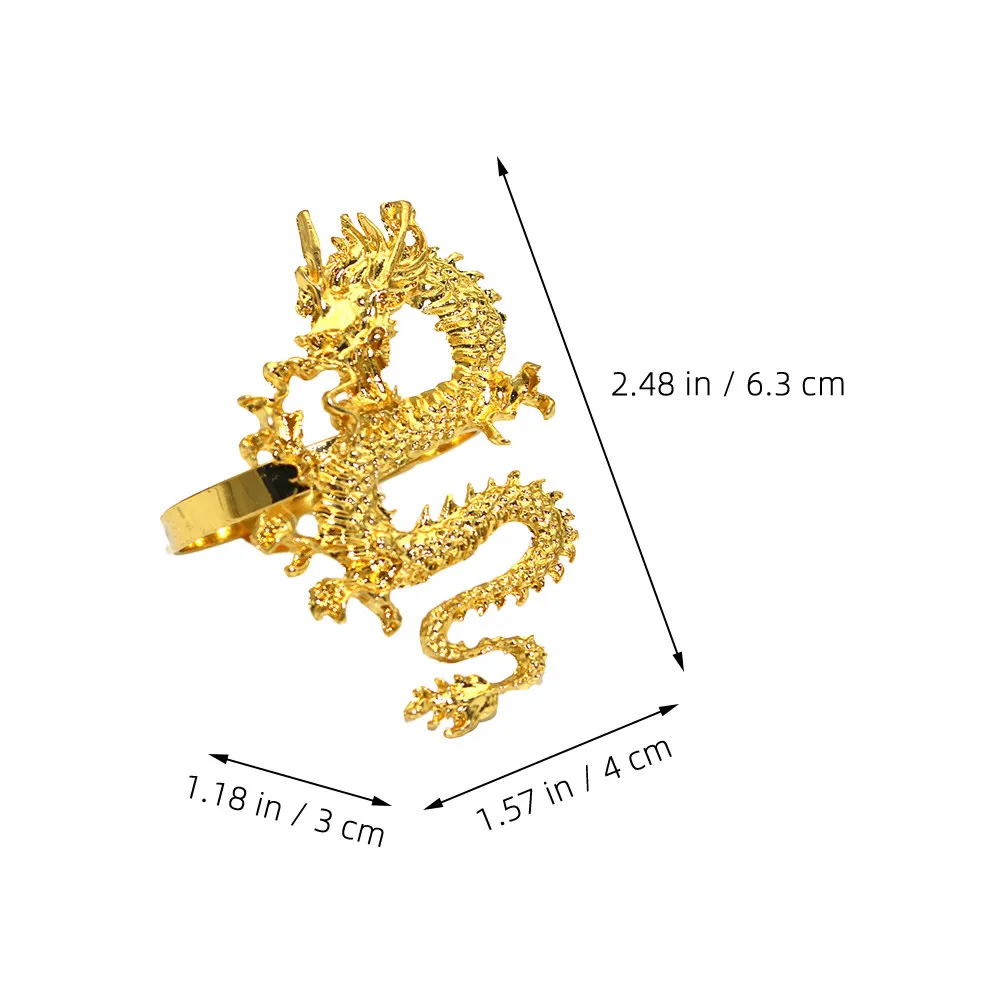 4Pcs Chinese Dragon Napkin Rings Decorative Dining Napkin Holders Party Wedding Table Serviette Buckles Serviette Ring