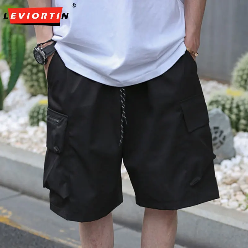 2025 summer new functional workwear shorts, loose straight leg five quarter pants, Japanese casual pants for men and women