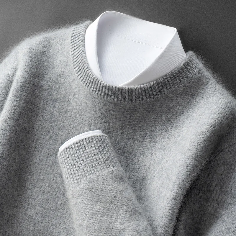 

ADDONEE Autumn Winter New Thick Men's 100% Cashmere Sweater O-neck Pullover Basic Soft Warm Cashmere Knitwear High Quality Top