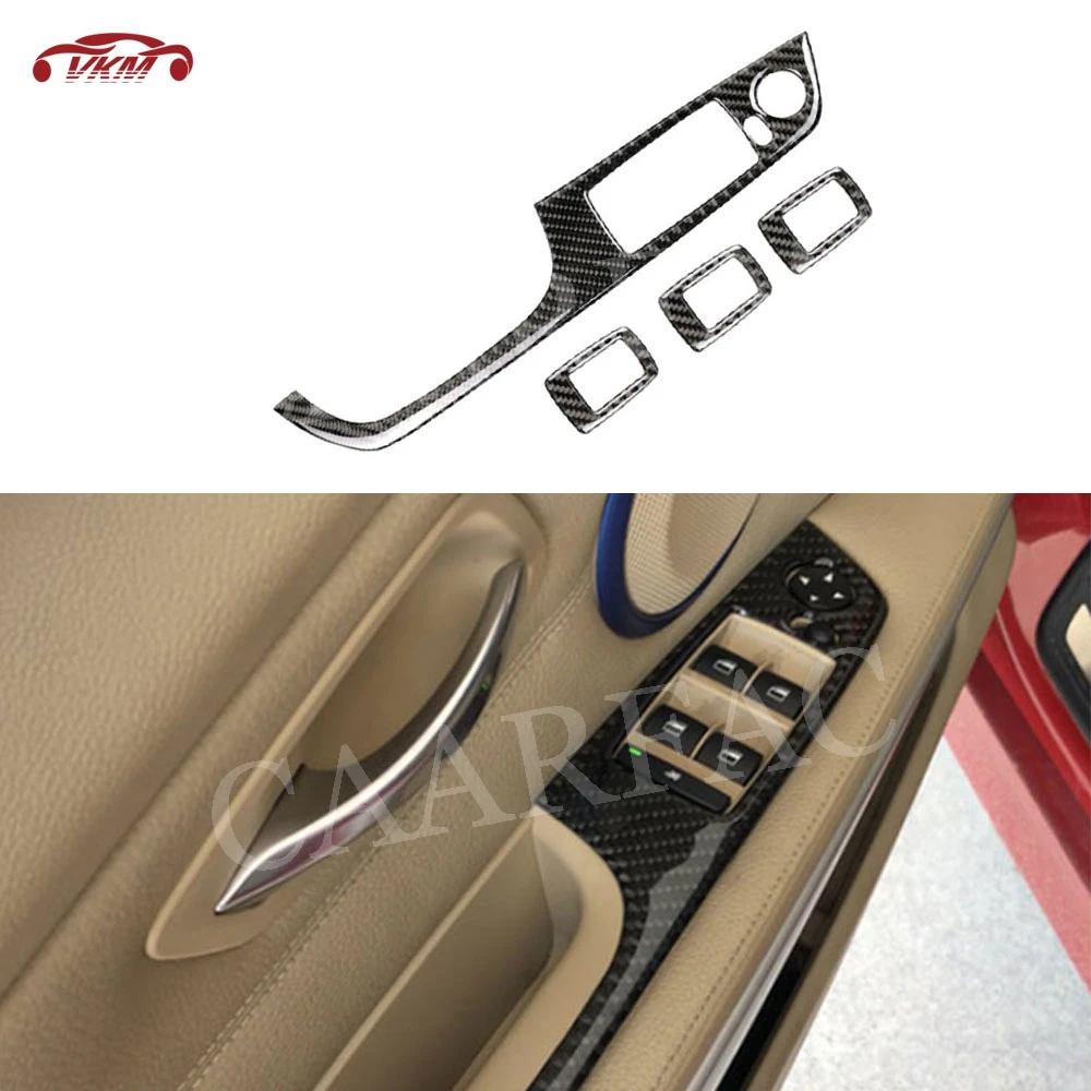 

4 PCS Carbon Fiber Door Window Lifter Switch Buttons Trim Frame Cover Stickers For BMW 3 Series E90 2005-2012 Accessories