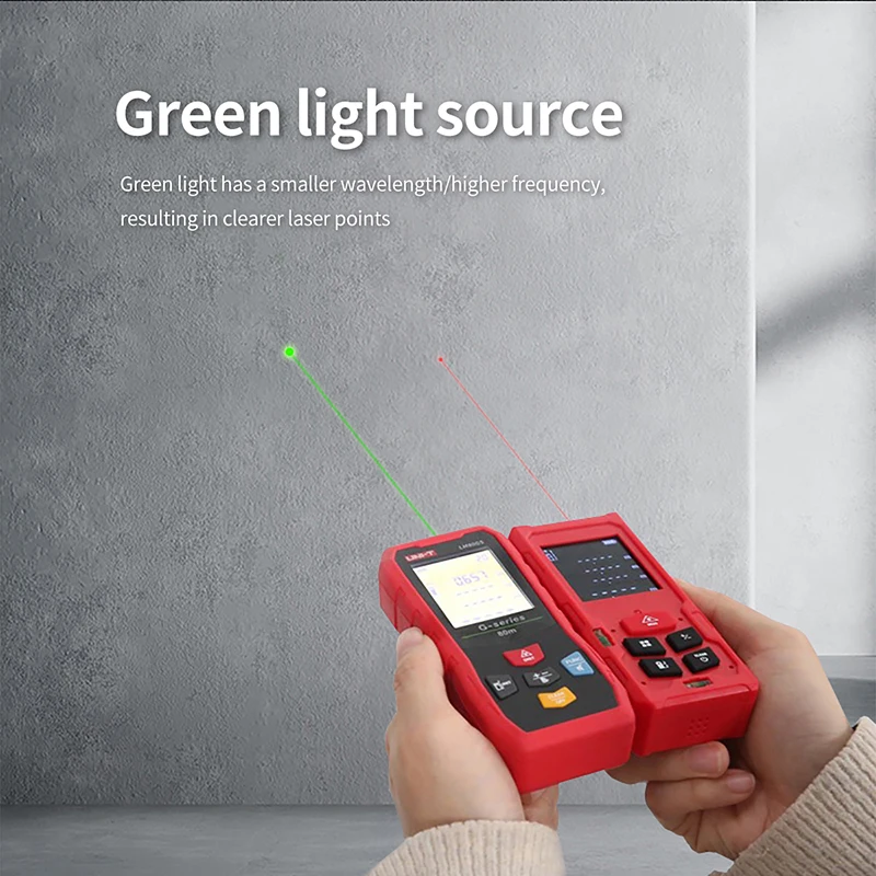 UNI-T 40m Green Laser Distance Meter 60m 100m Digital Range Finder Angle Measuring Tool Self Calibration