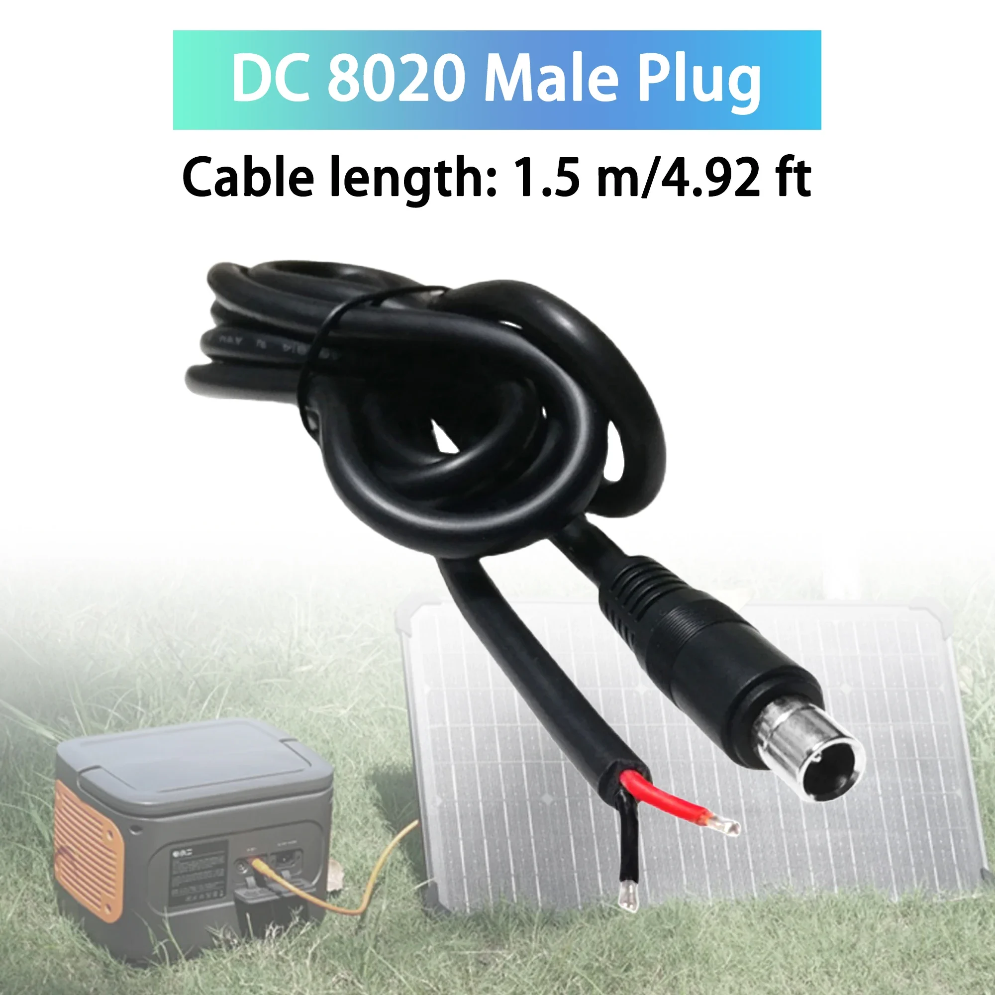 DC8020 Power Cable 8.0 x 2.0MM Male Plug to Bare Wire Open End Power Supply Repair Cable for Portable Solar Panel Power Station