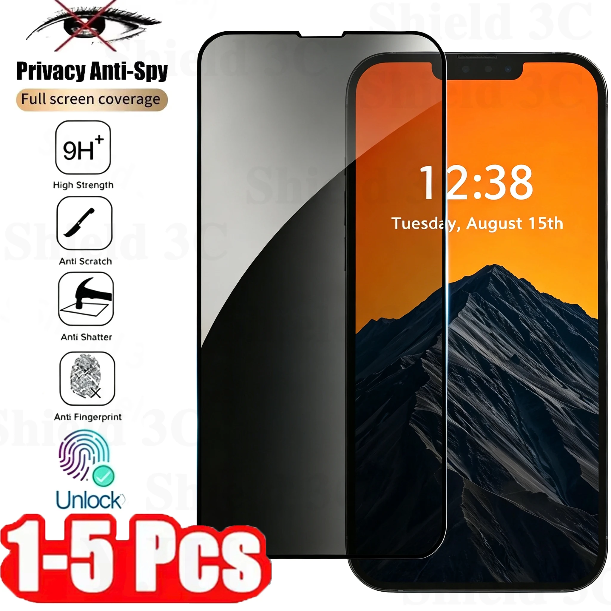 1-5PCS Privacy Screen Protector For Samsung S26 S25 S24 S23 S22 Ultra S26 S24 S23 S22 Plus Fingerprint Unlock Tempered Glass