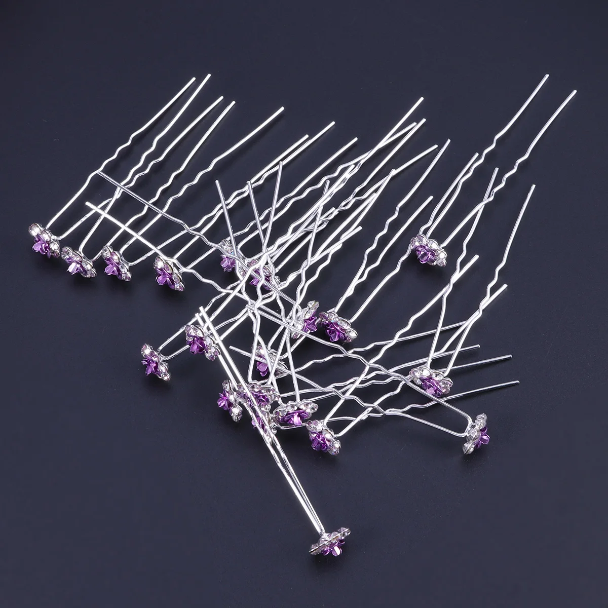 

20pcs Rhinestone Hairpins Flower Pattern U-Shaped Updo Hair Chopsticks Bridal Bridesmaid Wedding Daily Wear Gift Women