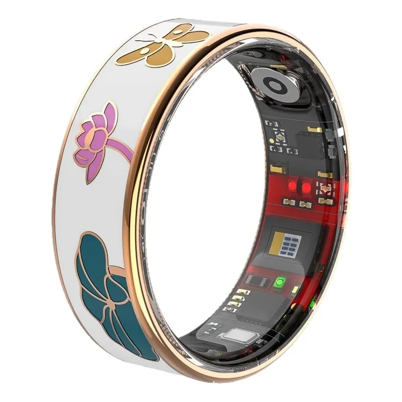 Smart Ring Enamel Color Heart Rate Blood Oxygen Sleep Monitor Fitness Tracker Step Counter Photo Control Wearable Device