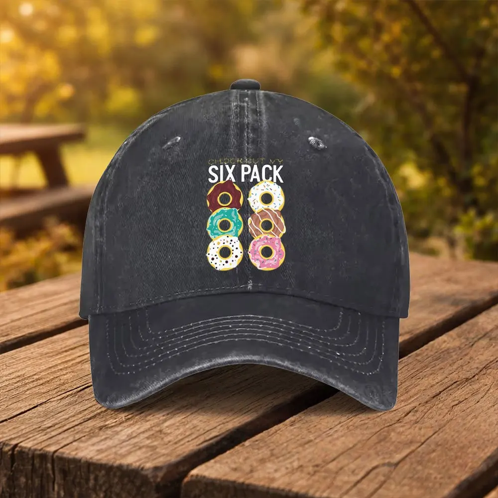 Donut Six-Pack Abs Print Baseball Cap, Unisex Fashion Duckbill Cap, Suitable for Outdoor Sports, Fitness, Travel, and Outings, M