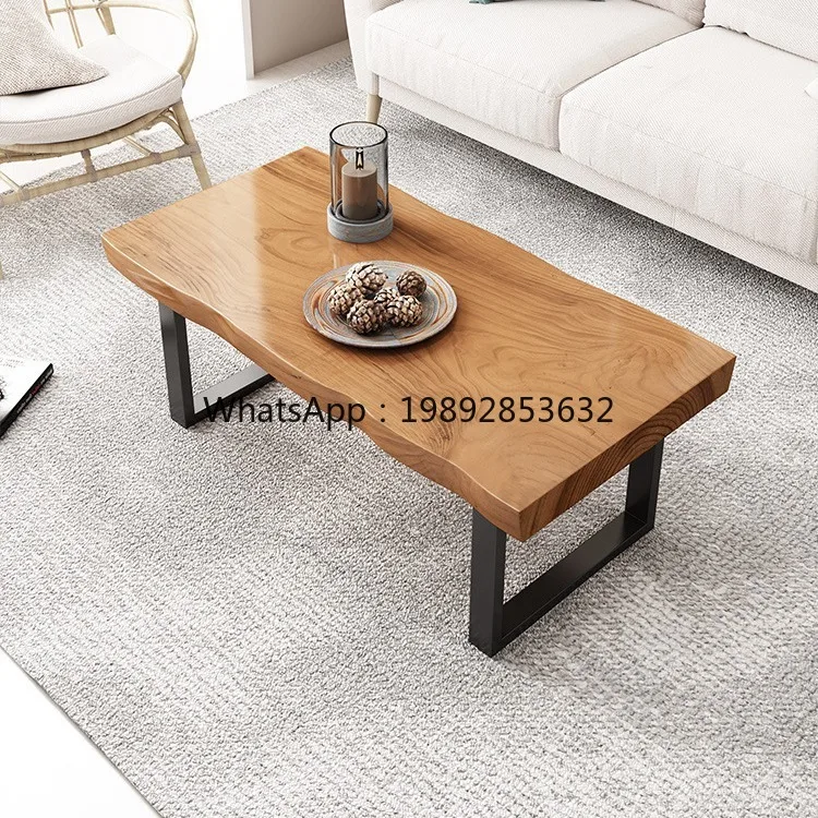 HYS coffee table living room can eat rectangular large board solid wood tea table household small apartment coffee table dining
