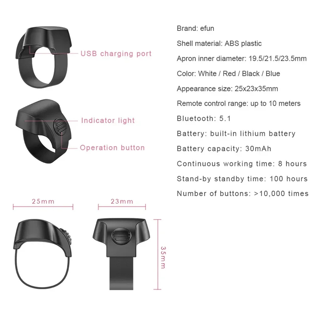 Smart Ring Wireless Mobile Selfie Lazy Artifac Tiktok anello di controllo remoto Controller Bt per telefono cellulare per Xiaomi