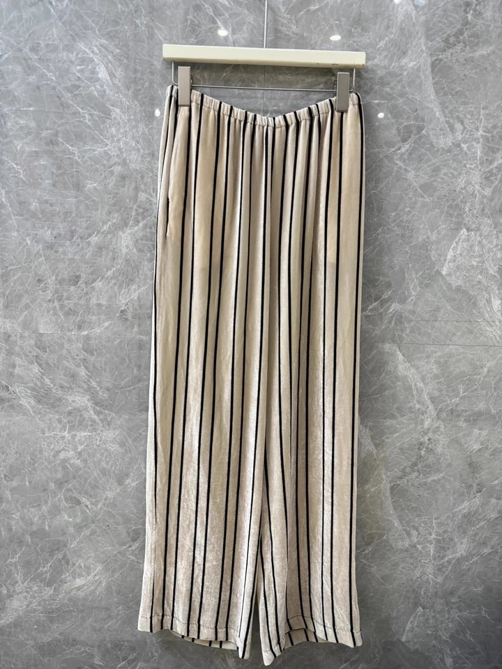 2024 Spring Summer New Women Striped Casual Striped Long Pants Female Trouse