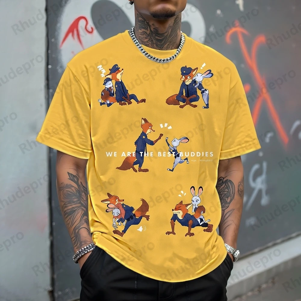 

Disney Zootopia Print T-shirt Personalized Customization Large Size Sports Casual Short Sleeve Summer Street Clothing