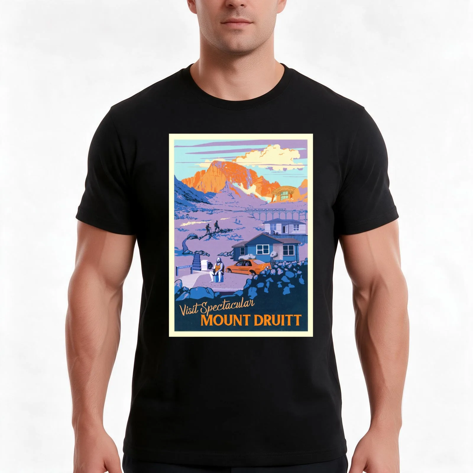 Visit Spectacular Mt Druitt T-Shirt, Summer Casual Cotton Tee, Oversized Streetwear Tops, Vintage Graphic Print, 100% Cotton