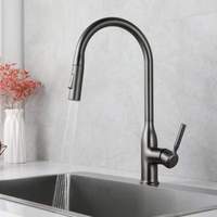 Gun-gray Stainless Steel Pull-out Kitchen Faucet Household Universal Dishwashing Basin Hot and Cold Tap Splash-proof Faucet