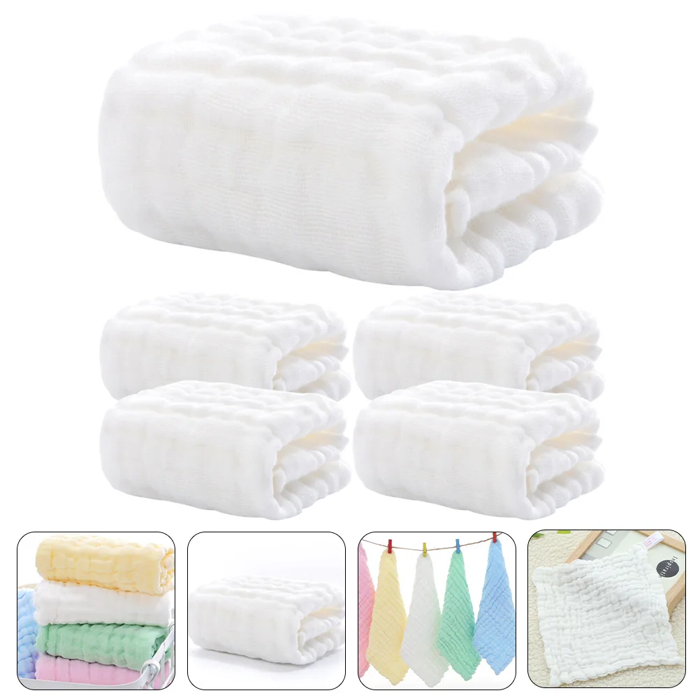 

5 Pcs Washcloths Pure Towel Muslin Small for Bath White Newborn
