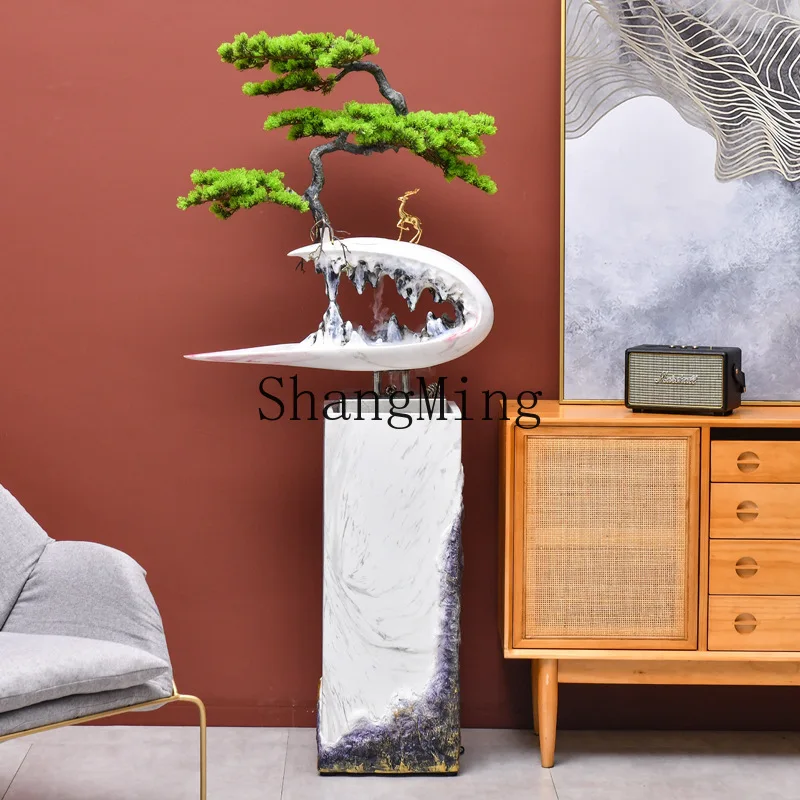 

FG imitation jade welcome pine floor bonsai running water humidifier home furnishing living room model ornament