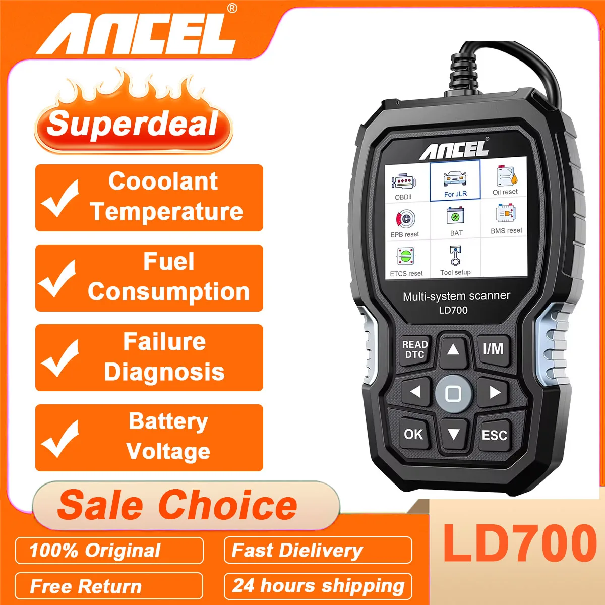 2026 ANCEL LD700 OBD2 Scanner for Land Rover Jaguar JLR All System Diagnostic Tool EPB BMS Oil Reset Lifetime Free Update