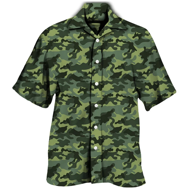 Casual Forest Camouflage Print Shirt For Men Outdoor Short Sleeve Tees Tactic Tops Street Women Blouse Oversized Female Clothing