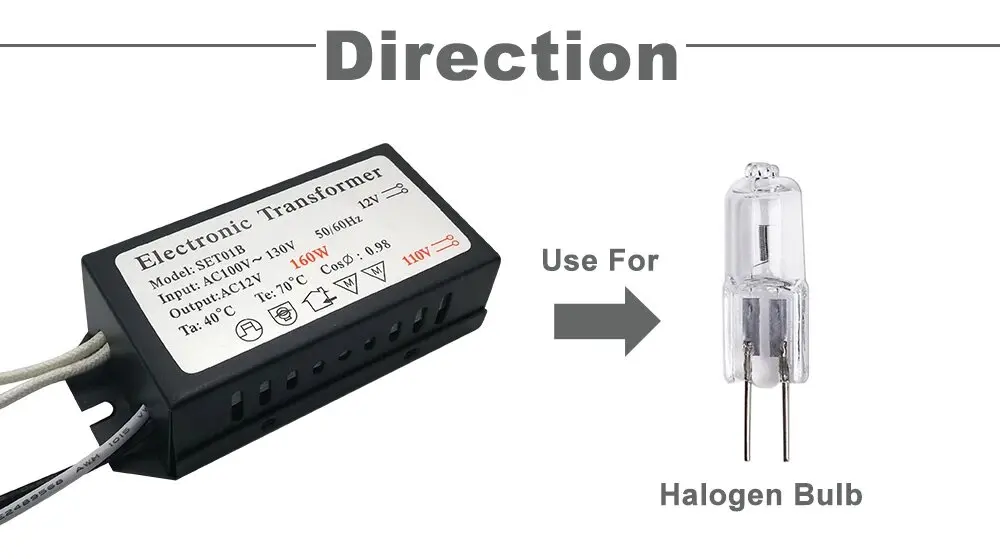 AC 12V Power Driver Electronic Ballast Transformer for Halogen Bulb Input AC 100V 120V To AC12V 60W  AC Power Supply Accessories