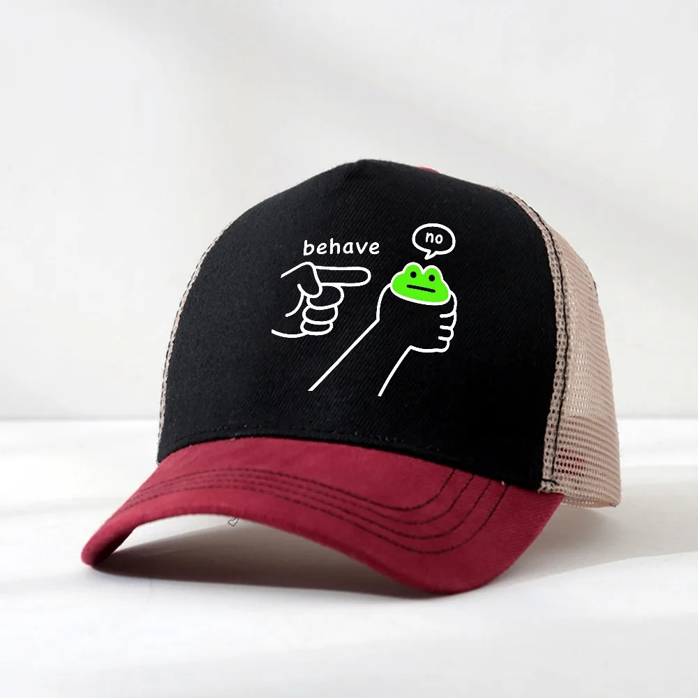 

Dishonest Frog Funny Frog Meme Behave No Cartoon Design hat Cute Frog Comics Aesthetic Sarcastic Joke Saying Baseball Cap