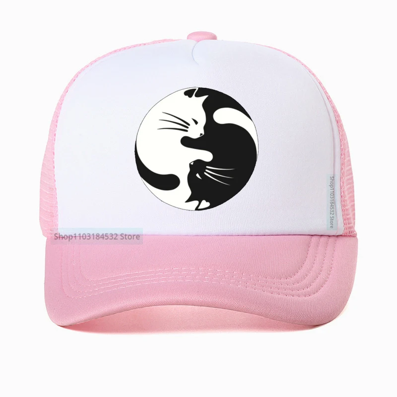 Бейсболка с мультяшным принтом «кошка Инь-Ян»