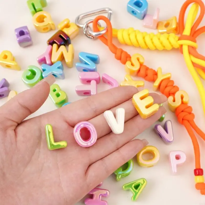 Pack Of 5 Large Hole Colorful Alphabets Beads For DIY Bracelets And Necklaces Acrylic DIY A2UB