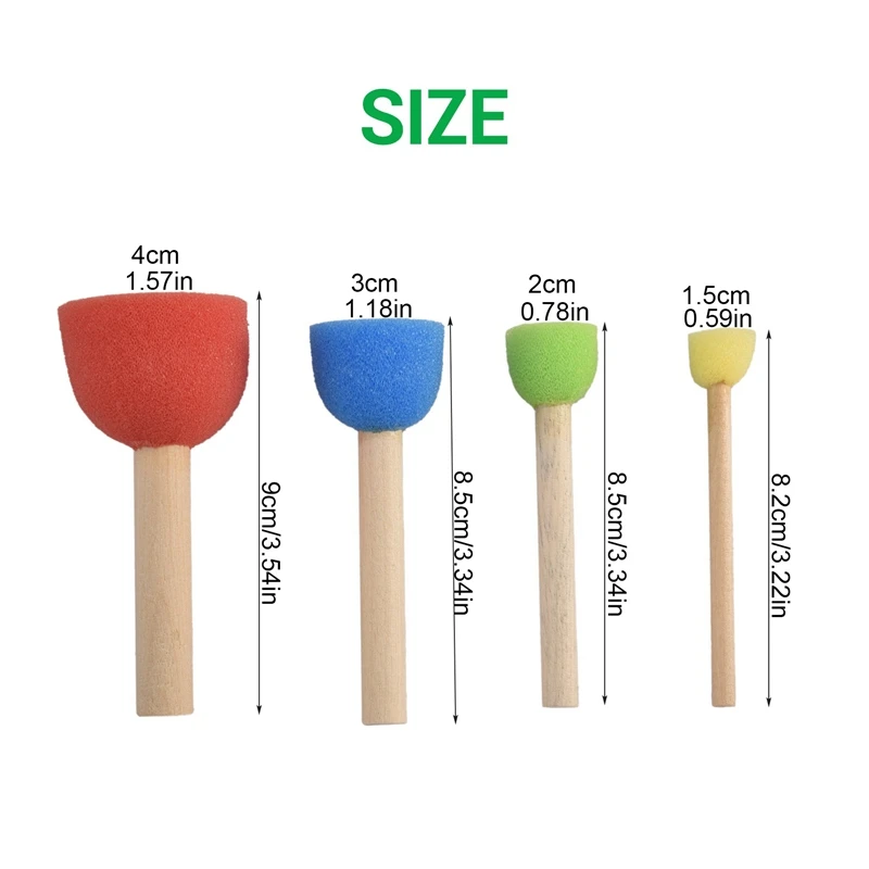 Foam Pouncer Assortment-Sponge Painting Stippler Set 24/Pkg-Foam Brush Value Pack-1.5Cm 2Cm 3Cm 4Cm