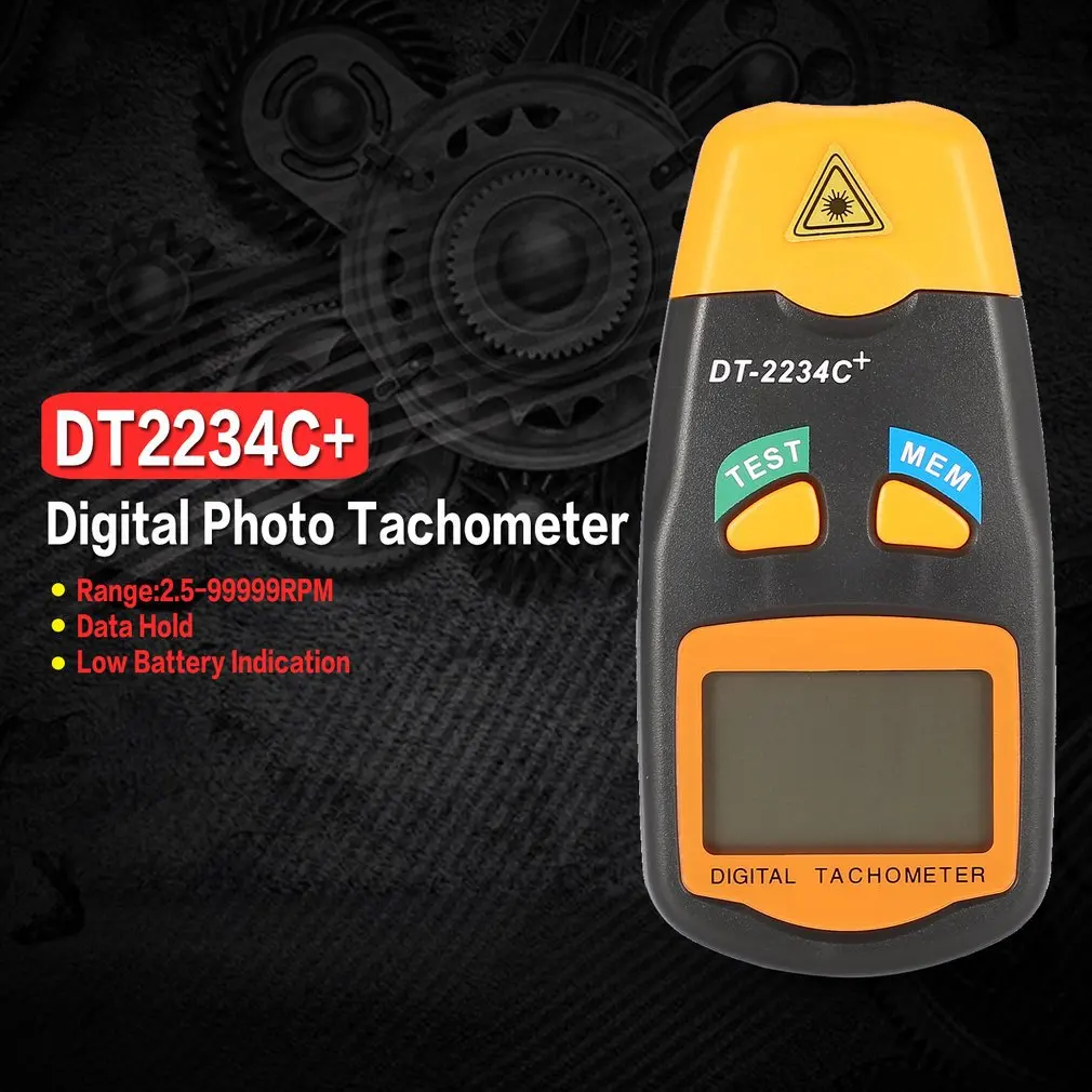 DT2234C+ Handheld LCD Digital Mini Non-contact Laser Photo Tachometer With Bag RPM Speed Measurement Meter Speedometer Tool