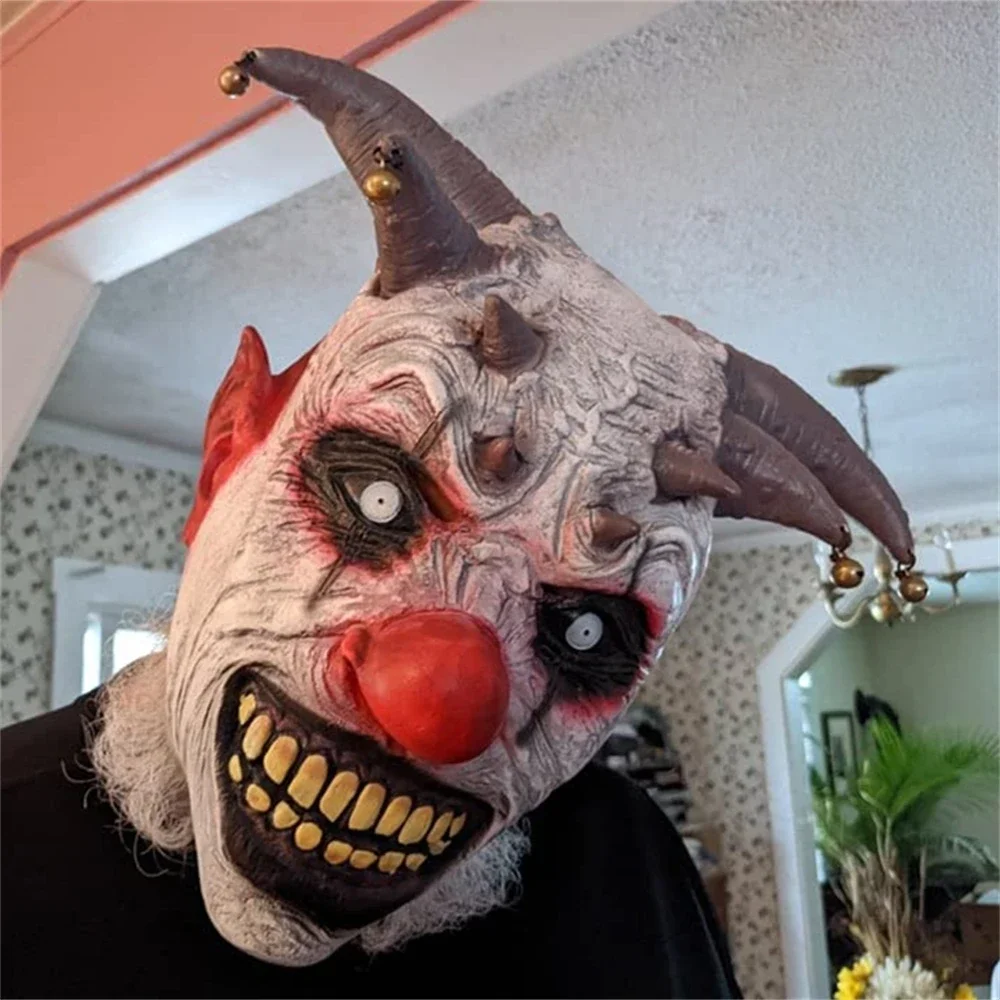 5szt Horror Clown Mask Scary Evil Killer Halloween Cosplay Mask Creepy Demon Fancy Dress Party Costume Accessory Latex Head Cover