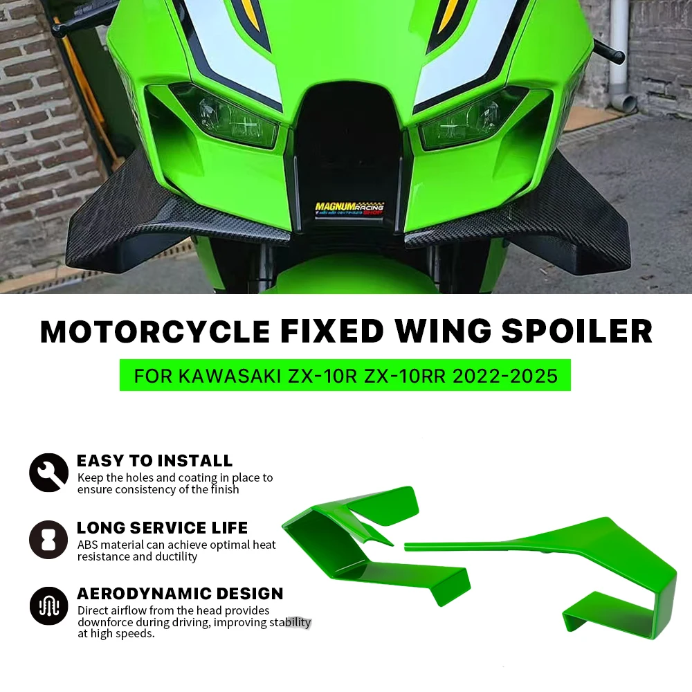 

For Kawasaki green ZX-10R ZX10R 2022 2023 2024 2025 Fairing Fixed Wing ZX 10RR Light wings Motorcycle Accessories Winglet Spoile
