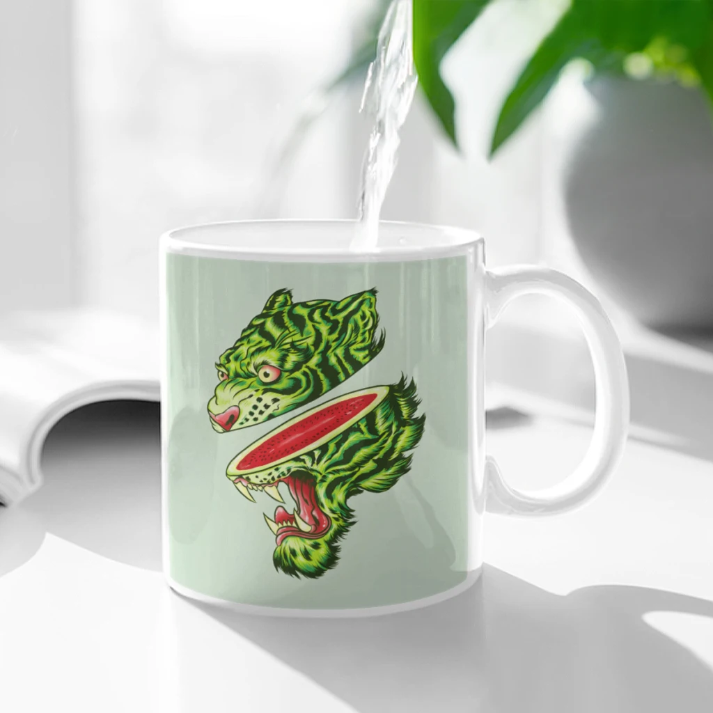 

Summer Tiger Ceramic Cup Coffee Oatmeal Breakfast Cup Creative Personality Mug