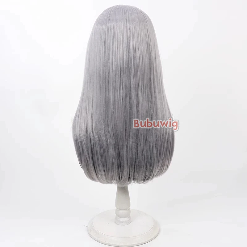 Bubuwig Synthetic Hair Higuchi Kaede Cosplay Wigs Virtual YouTuber Higuchi Kaede 60cm Silver Gray Mixed Black Wig Heat Resistant