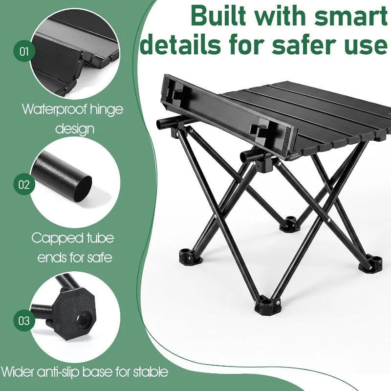 Portable Folding Camping Table Stainless Steel Roll Top Multifunctional Outdoor Table for Beach Picnic BBQ Hiking Cooking Gear