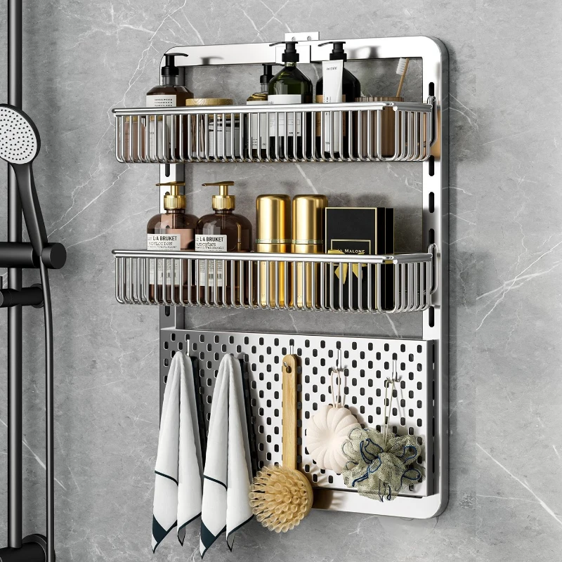 304 Stainless Steel Bathroom Shelves Wall Mounted Toilet Accessories Rust Proof Shelf Multilayered Shelves Organizers Home