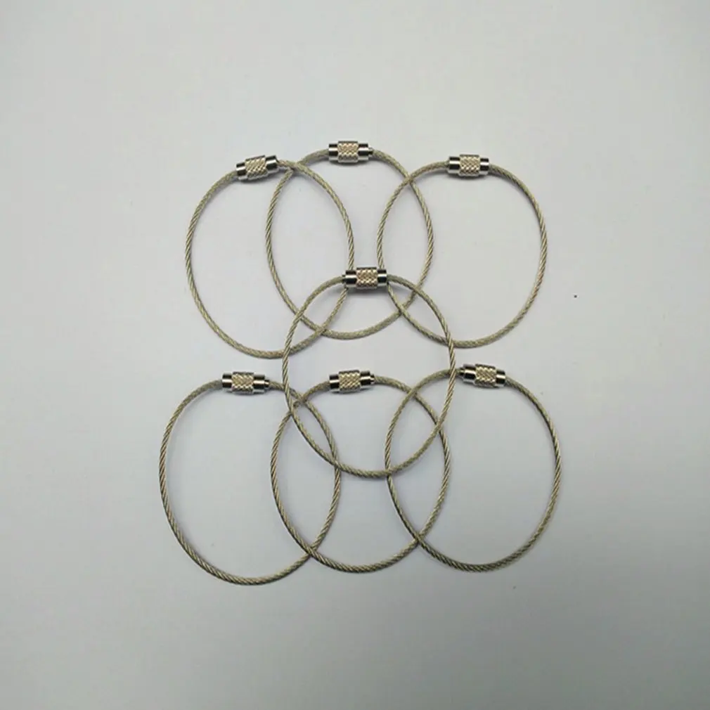 2021 NEW Stainless Steel Covered Rubber Wire Rope Wire Ring Key Ring Stainless Steel Key Ring Pan Utility Keychain