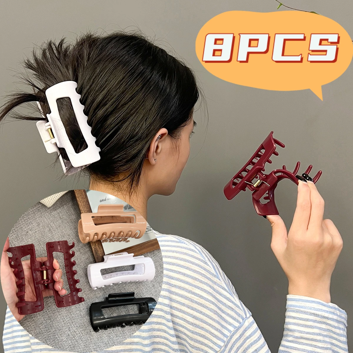 

8PCS Soft Hair Grab Girls Clips Silicone Hair Clips Simple Versatile Items Hair Grab Decorations Hair Accessories Safe Design