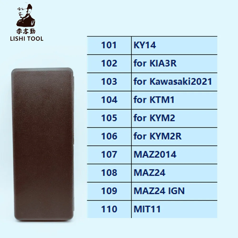 101#-110# Lishi tool 2 in 1 KY14 ,FOR KIA3R, FOR KAWASAKI2021 FOR KTM1 FOR KYM2 FOR KYM2R ,MAZD2014, MAZ24 ,MAZ24 IGN, MIT11