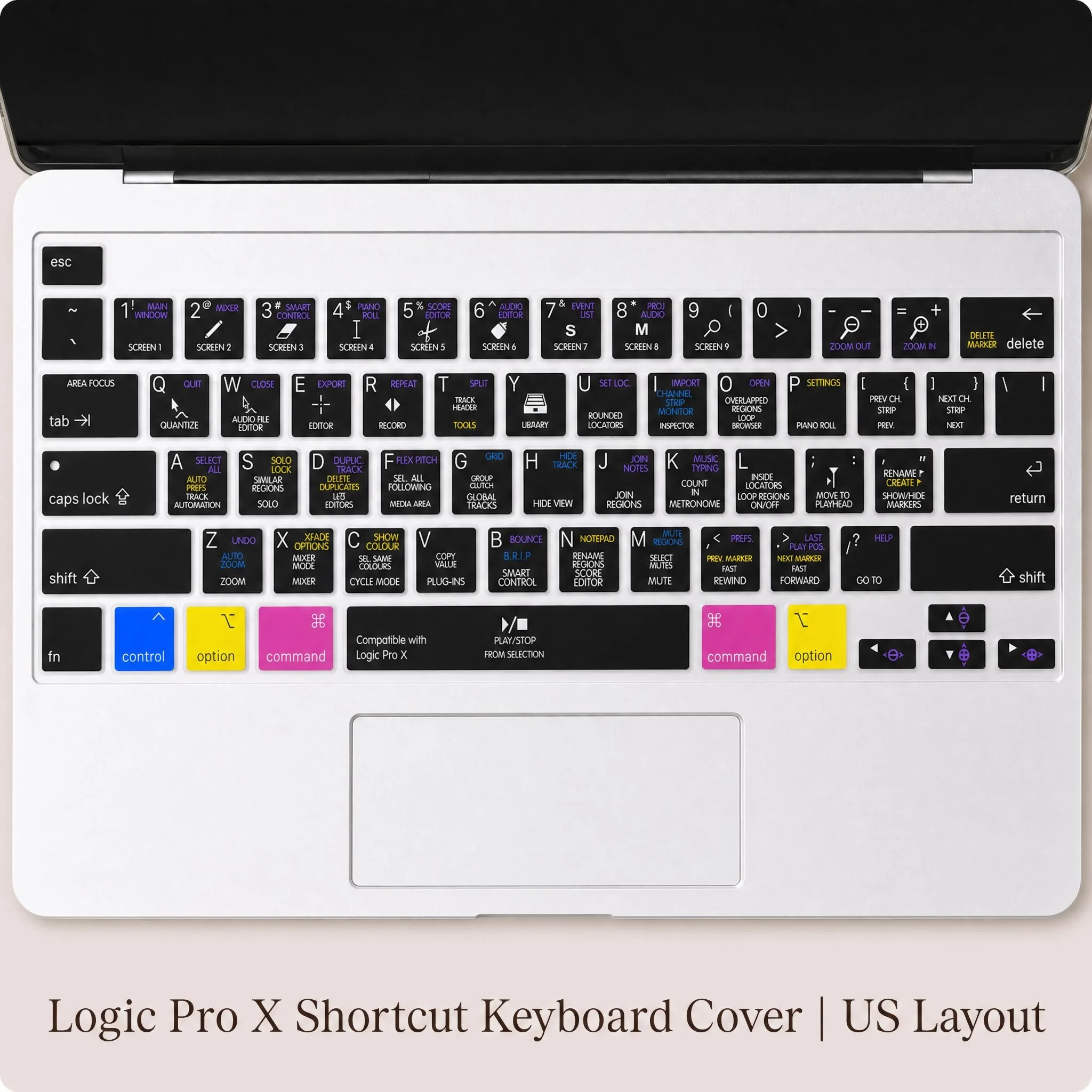 HRH Logic Pro X Shortcut Hotkey Functional Silicone Keyboard Cover For MacBook Pro 16 13 A2141 M1 M2 Chip 2022 A2338/A2251/A2289