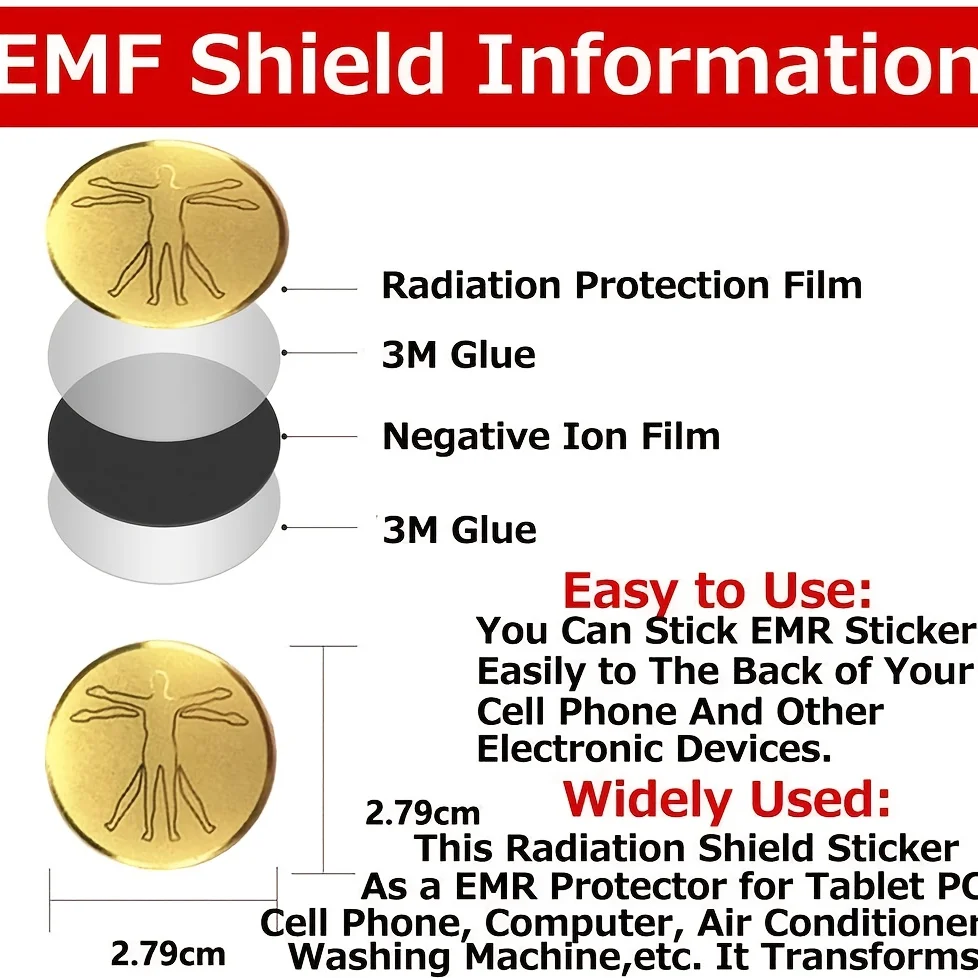 6PCS Anti Radiation Protector Shield EMF Protection 26 mm Round Cell Phone Sticker EMR Blocker for Mobile Phones Computer Laptop