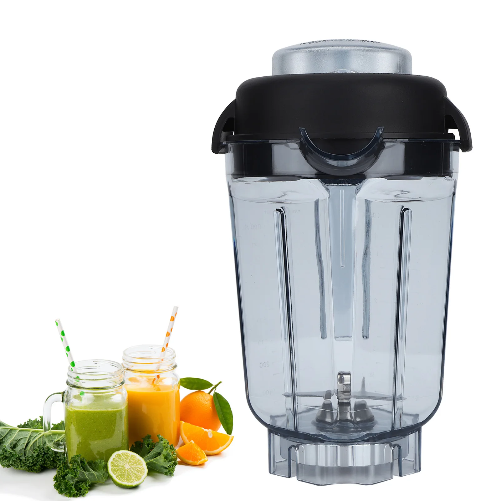 Contenedor para licuadora de alimentos transparente Vitamix, contenedor con tapa de hoja, accesorios de repuesto aptos para contenedor Vitamix de 32oz