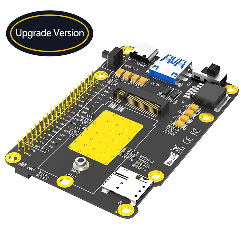 

3G/4G/5G Base HAT M.2 B Key to USB3.0 Expansion Card with SIM Slot Support Raspberry Pi 4 for RM500Q RM500U GM800 SIM8200 Module