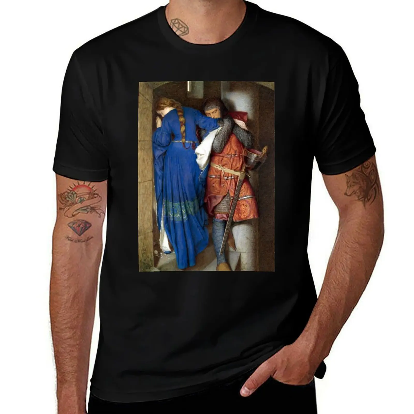 The Meeting on the Turret Stairs - Frederick William Burton 1864 T-Shirt Big and Tall Basic Tee Shirt T-Shirt