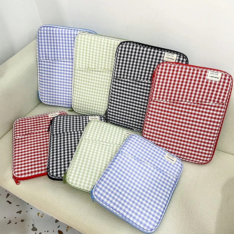 Bolsa de ordenador de rejilla Simple coreana de 11/13 pulgadas, funda para tableta, bolsas bonitas y dulces para ordenador portátil, funda para portátil, regalos para niñas