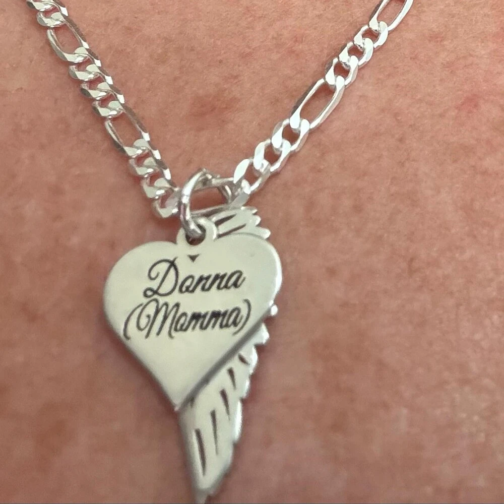 

Custom Angel Wings Necklace Fashion Stainless Steel Heart Name Pendant Customized Nameplate Necklaces Fort Stewart