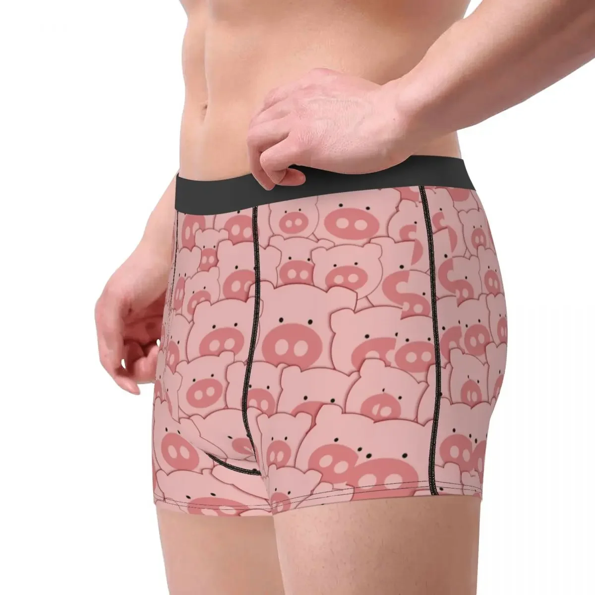 Mens Pink Piggy Pig Boxer Shorts Panties Breathable Underwear Animals Lover Homme Humor Plus Size Underpants Polyester Print