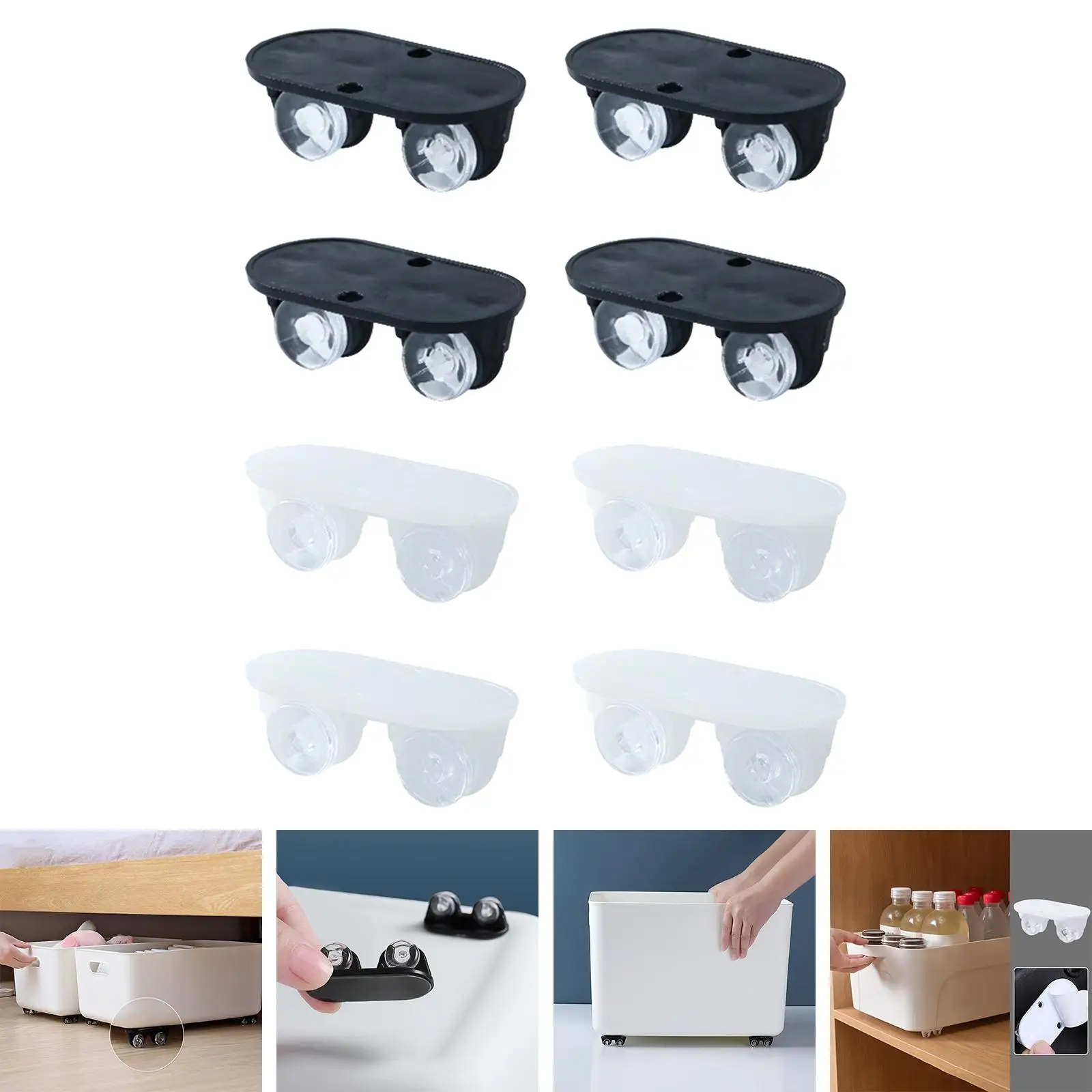 Self Adhesive Swivel Wheels Small Furniture Mover Tool for Boxes Cart Table Organizer Rolling Bins