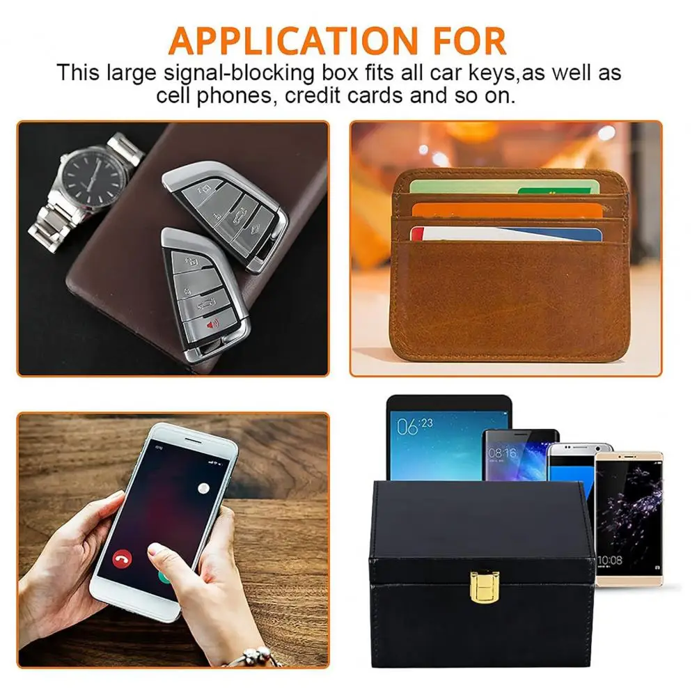 Signal Blocking Key Pouch Faraday Box for Car Signal Blocking Double-layer Anti-theft Key Organizer with 2 Faraday Pouches