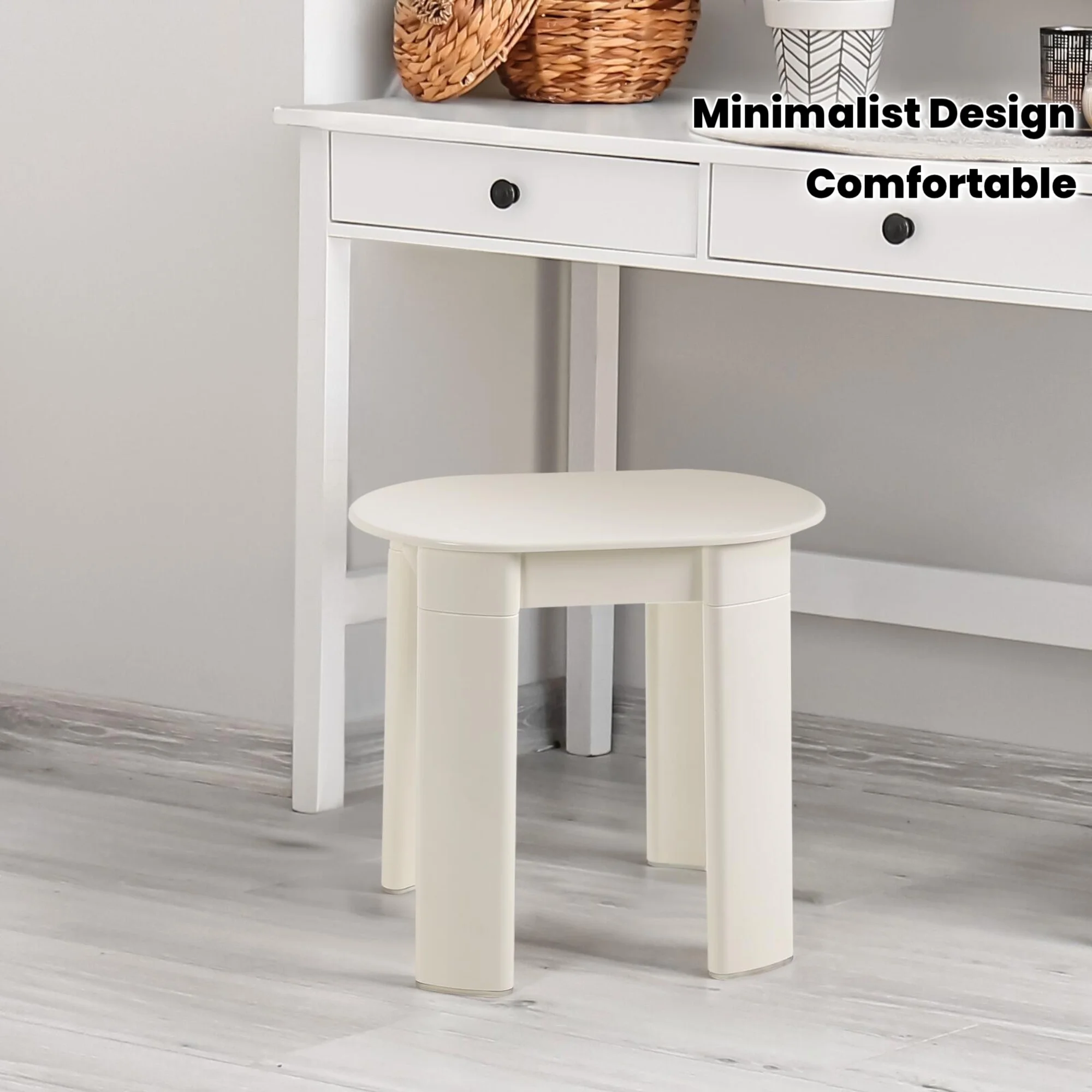 

Современный белый пластиковый угловой табурет серии 300 - Удобная подставка для ног для гостиной и спальни, минималистичный дизайн