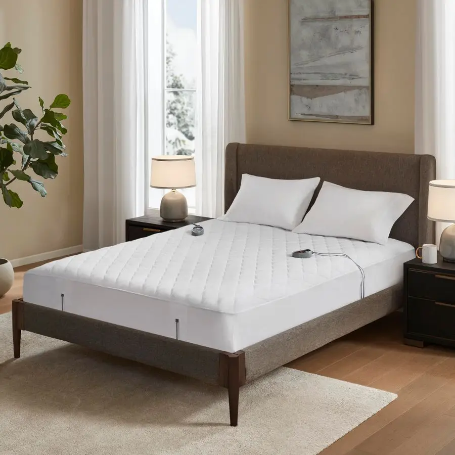 

Наматрасник с подогревом из хлопка, 20 режимов нагрева, таймер автоматического отключения, эластичные боковины, глубокие карманы, сертификат UL