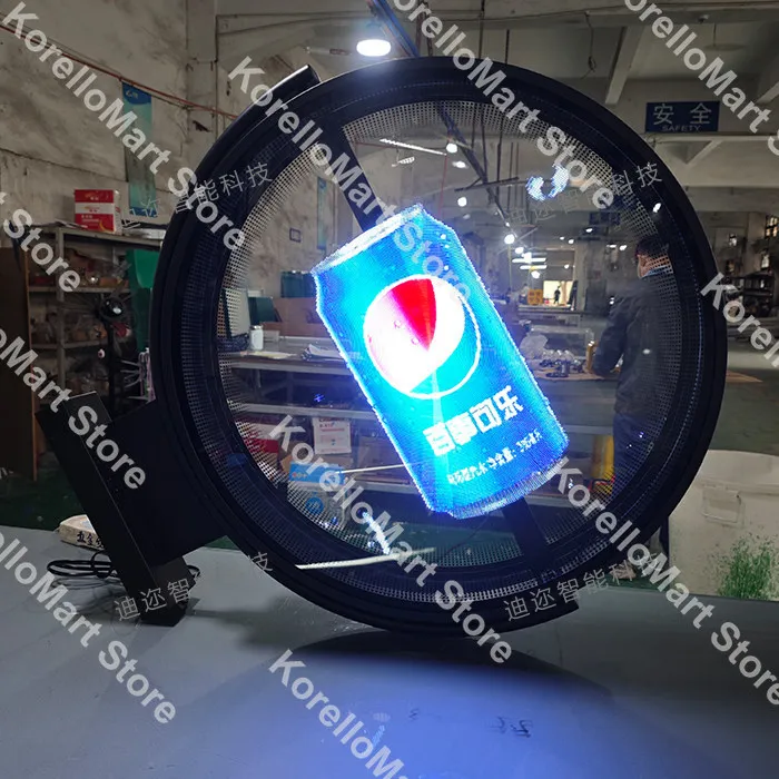 Naked Eye 3D Holographic Projection Fan Transparent Advertising Light Box Commercial Showcase Floating 3D Image