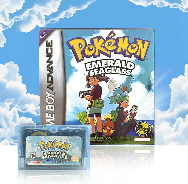 USA-Version Pokémon Emerald Seaglass RTC Flash-Karte Echtzeituhr GBA-Spielkassette Videospielkonsolen-Karte ROM-Hack Englisch