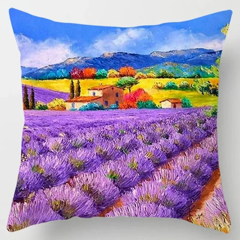 Lavender Garden Decorative Pillowcase Living Room Office Ornaments Home Pillowcase